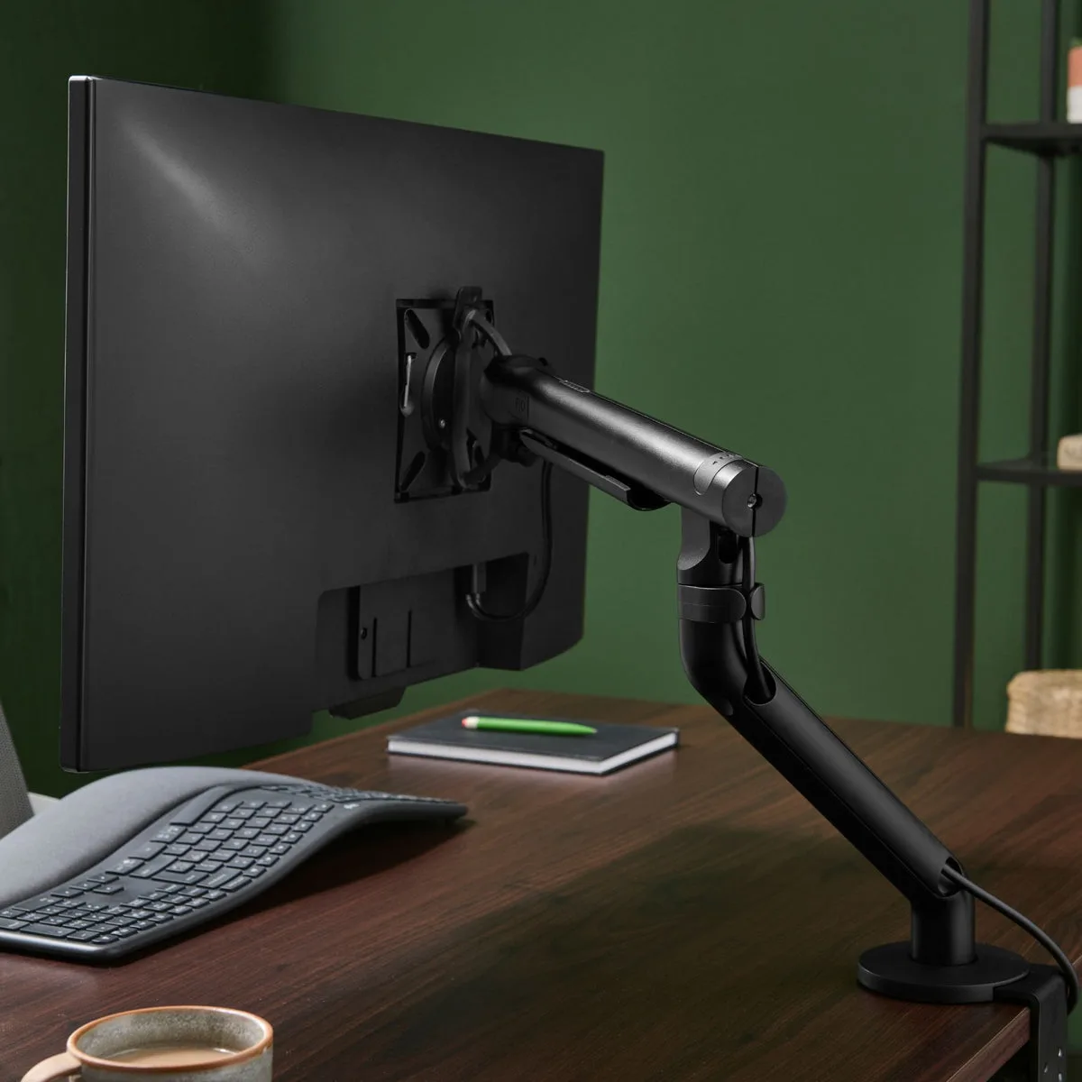 Colebrook Bosson Saunders product page for the Flo monitor arm in silver