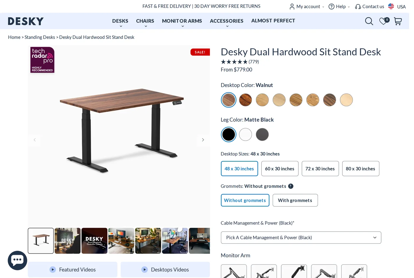 Desky's own product page for the Desky Dual Hardwood Sit Stand Desk