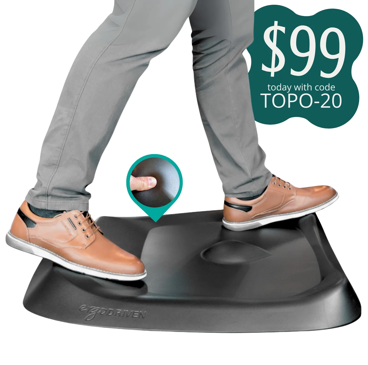 Ergodriven's product page for the Topo not-flat standing desk mat