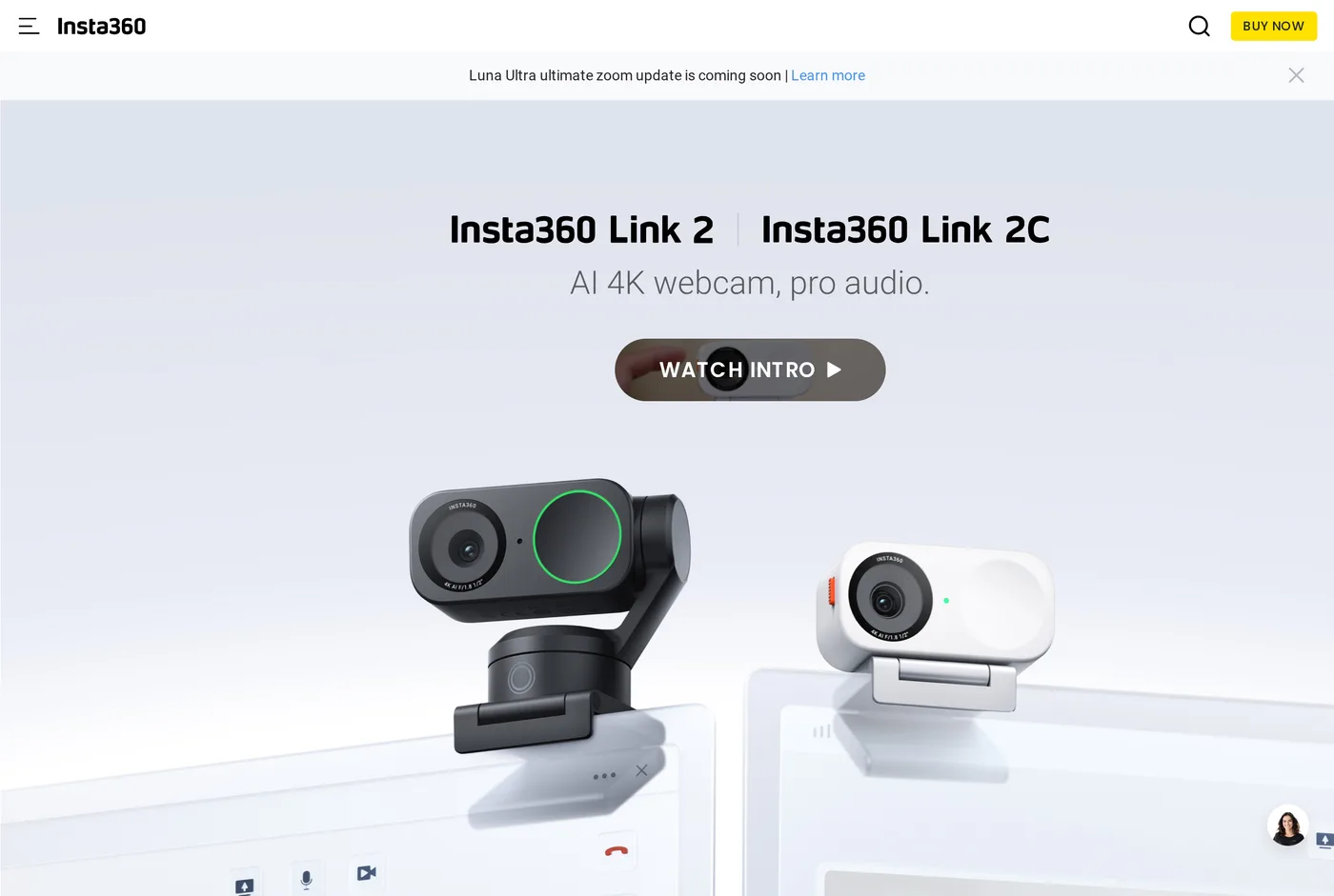 Insta360's own product page for the Insta360 Link 2