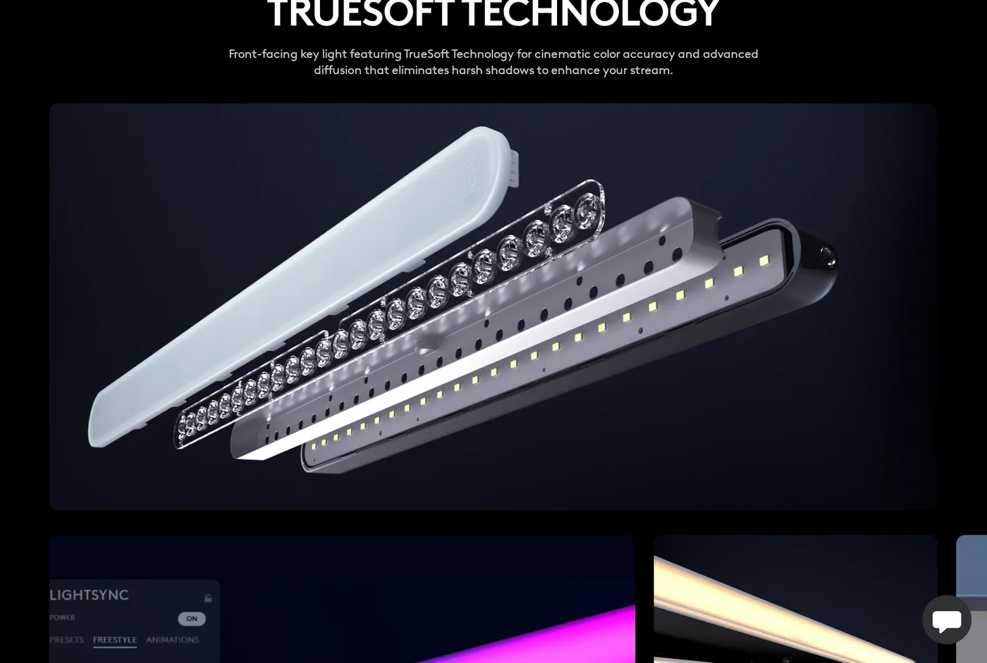 Detail further down Logitech G's Logitech Litra Beam LX page