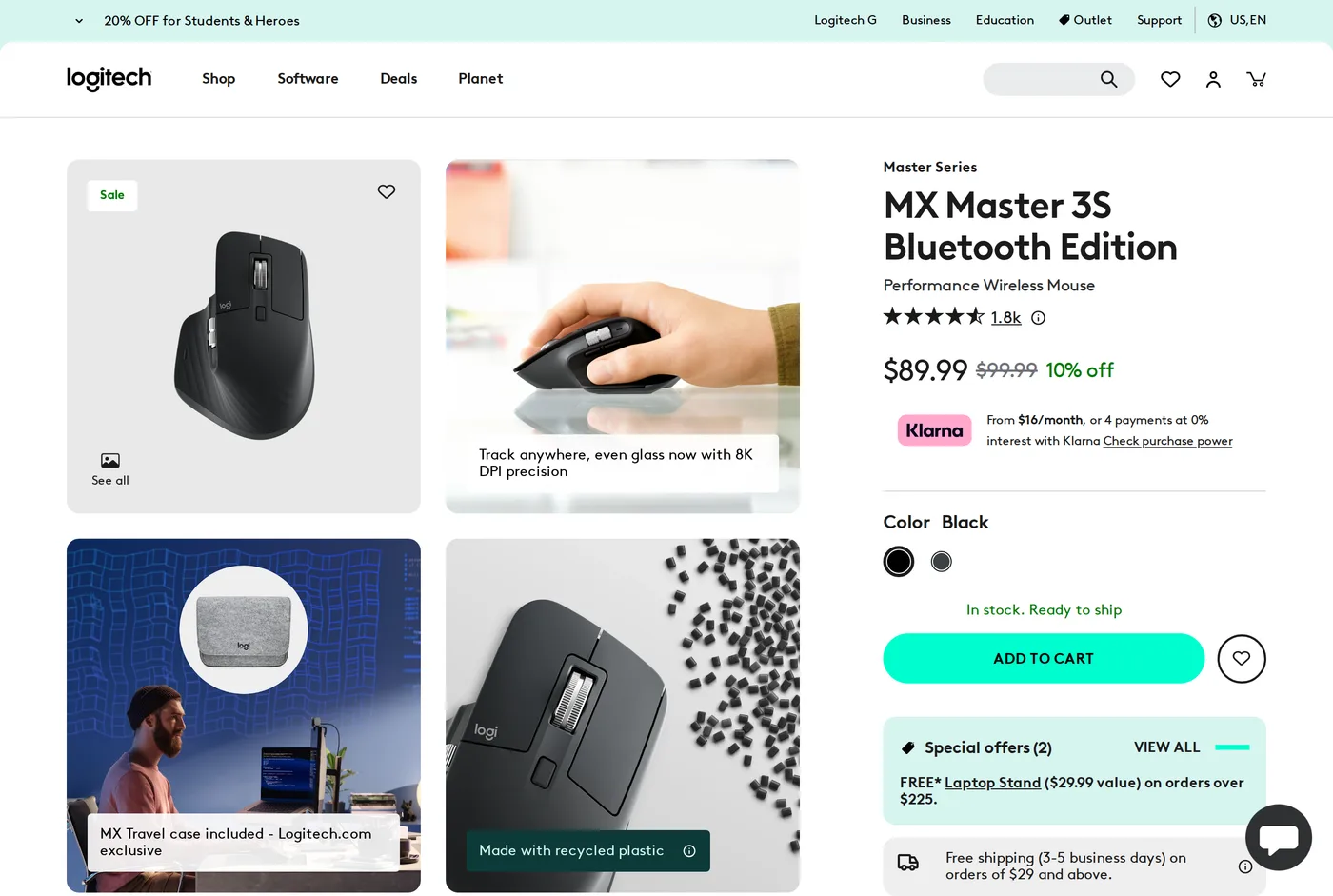 Logitech's own product page for the Logitech MX Master 3S
