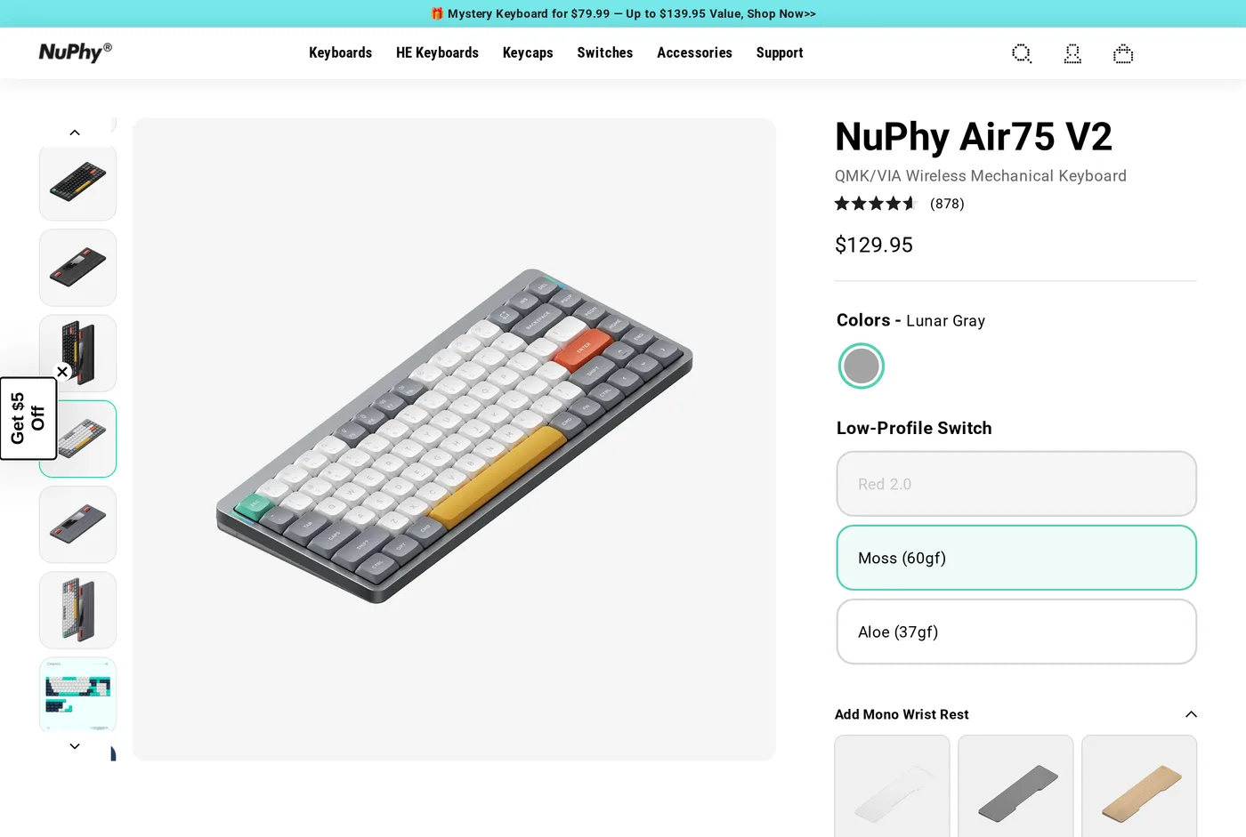 NuPhy's own product page for the NuPhy Air75 V2
