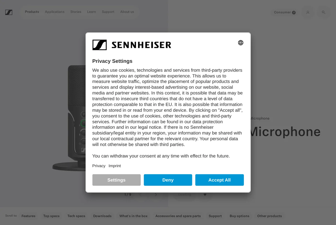 Sennheiser's own product page for the Sennheiser Profile USB Microphone